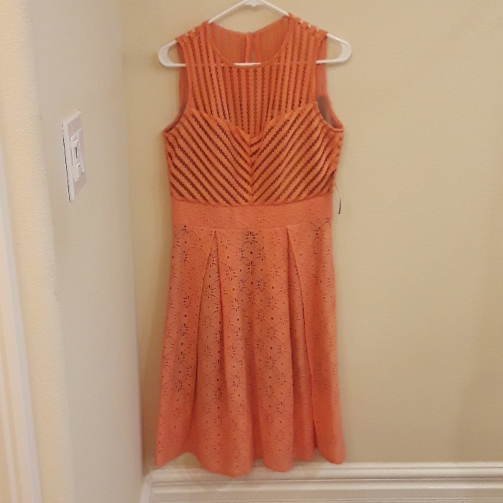 Coral lace dress